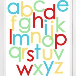 Alphabet Poster, Nursery Art, Childrens Art, Abc..